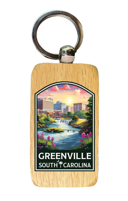 Greenville South Carolina Souvenir 2.5x1-Inch Souvenir Wooden Keychain 