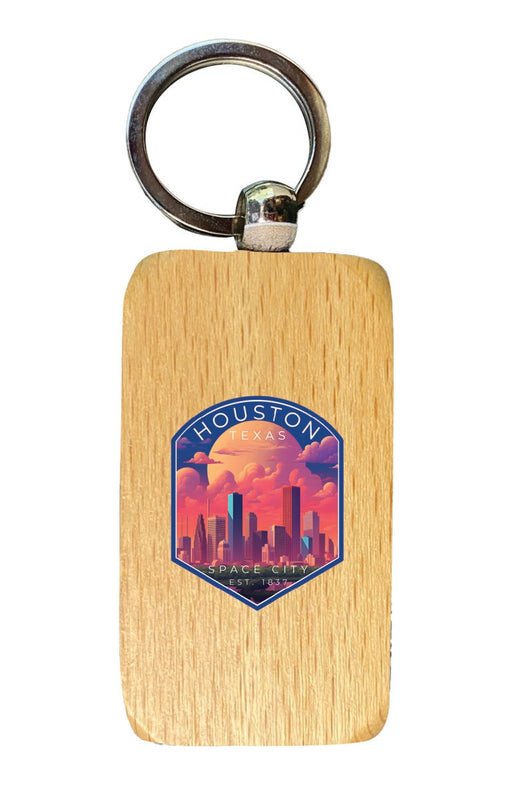 Houston Texas Souvenir 2.5x1-Inch Souvenir Wooden Keychain 
