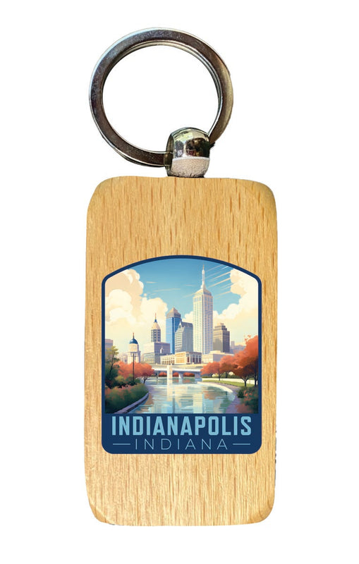 Indianapolis Indiana Souvenir 2.5x1-Inch Souvenir Wooden Keychain 