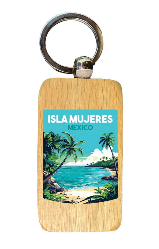 Isla Mujeres Mexico Souvenir 2.5x1-Inch Souvenir Wooden Keychain 