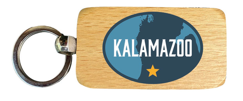 Kalamazoo Michigan Souvenir 2.5x1-Inch Souvenir Wooden Keychain 
