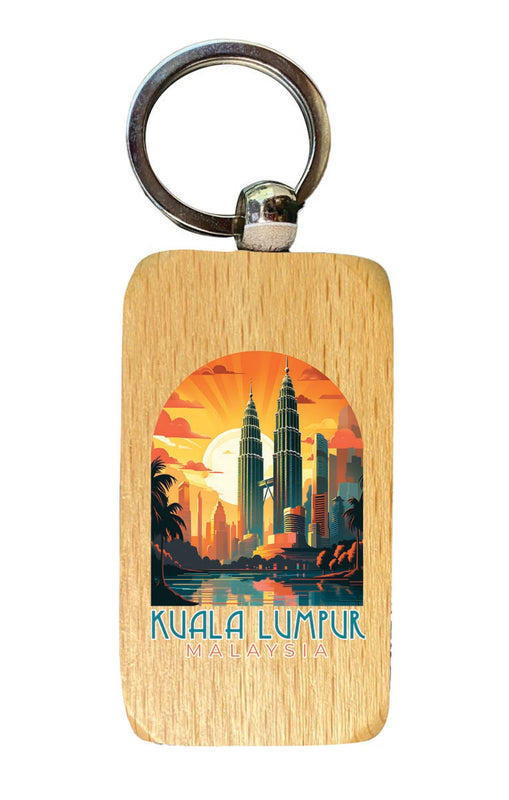 Kuala Lumpur Malaysia Souvenir 2.5x1-Inch Souvenir Wooden Keychain 