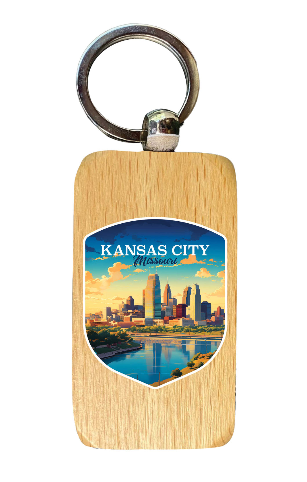 Kansas City Missouri Design A Souvenir 2.5x1-Inch Souvenir Wooden Keychain 2-Pack