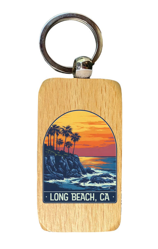 Long Beach Carolina Souvenir 2.5x1-Inch Souvenir Wooden Keychain 