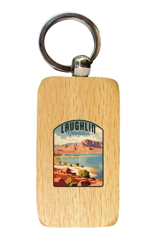 Laughlin Nevada Design B Souvenir 2.5x1-Inch Souvenir Wooden Keychain 4-Pack
