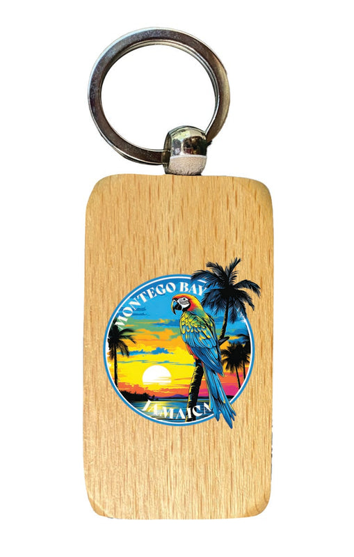 Montego Bay Jamaica Souvenir 2.5x1-Inch Souvenir Wooden Keychain 