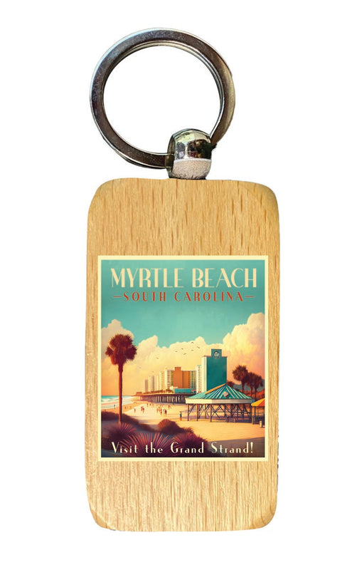 Myrtle Beach South Carolina Souvenir 2.5x1-Inch Souvenir Wooden Keychain 