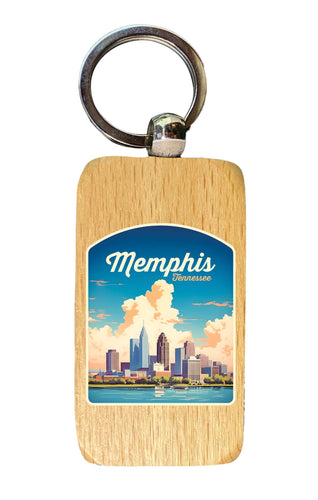 Memphis Tennessee Design A Souvenir 2.5x1-Inch Souvenir Wooden Keychain 4-Pack