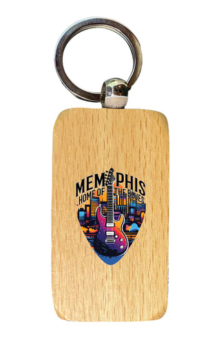 Memphis Tennessee Design B Souvenir 2.5x1-Inch Souvenir Wooden Keychain Single