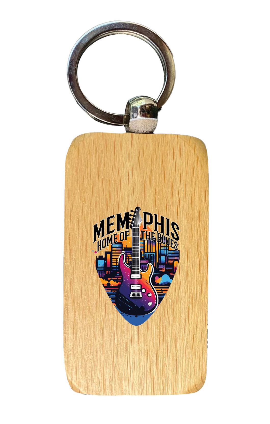 Memphis Tennessee Design B Souvenir 2.5x1-Inch Souvenir Wooden Keychain Single