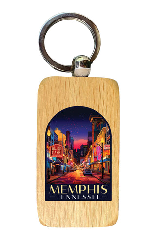 Memphis Tennessee Design C Souvenir 2.5x1-Inch Souvenir Wooden Keychain 4-Pack