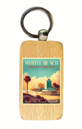 Myrtle Beach South Carolina Design A Souvenir 2.5x1-Inch Souvenir Wooden Keychain 4-Pack