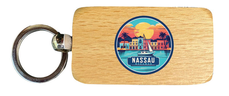 Nassau the Bahamas Souvenir 2.5x1-Inch Souvenir Wooden Keychain 