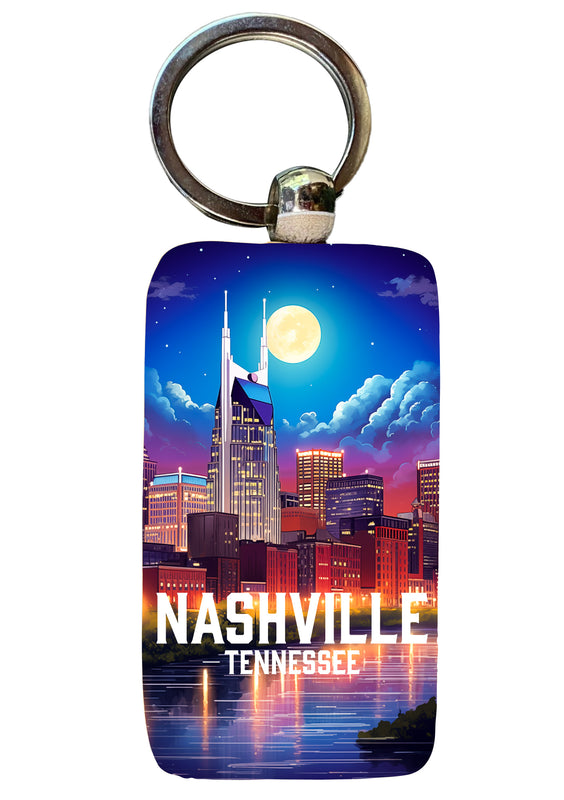 Nashville Tennessee Design D Souvenir 2.5x1-Inch Souvenir Wooden Keychain 4-Pack