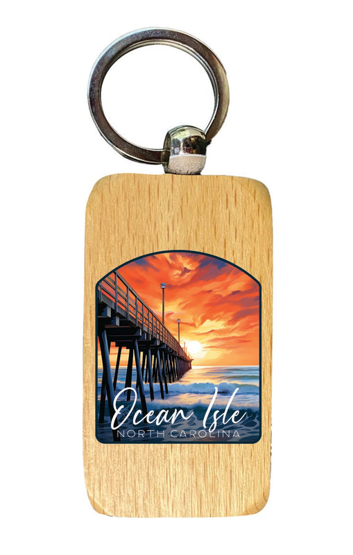 Ocean Isle North Carolina Souvenir 2.5x1-Inch Souvenir Wooden Keychain 