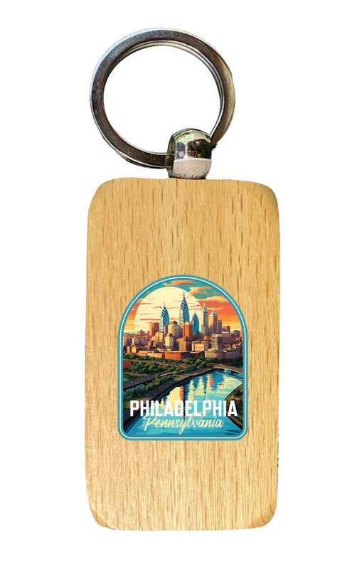 Philadelphia Pennsylvania Souvenir 2.5x1-Inch Souvenir Wooden Keychain 