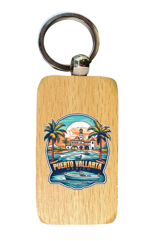 Puerto Vallarta Mexico Souvenir 2.5x1-Inch Souvenir Wooden Keychain 