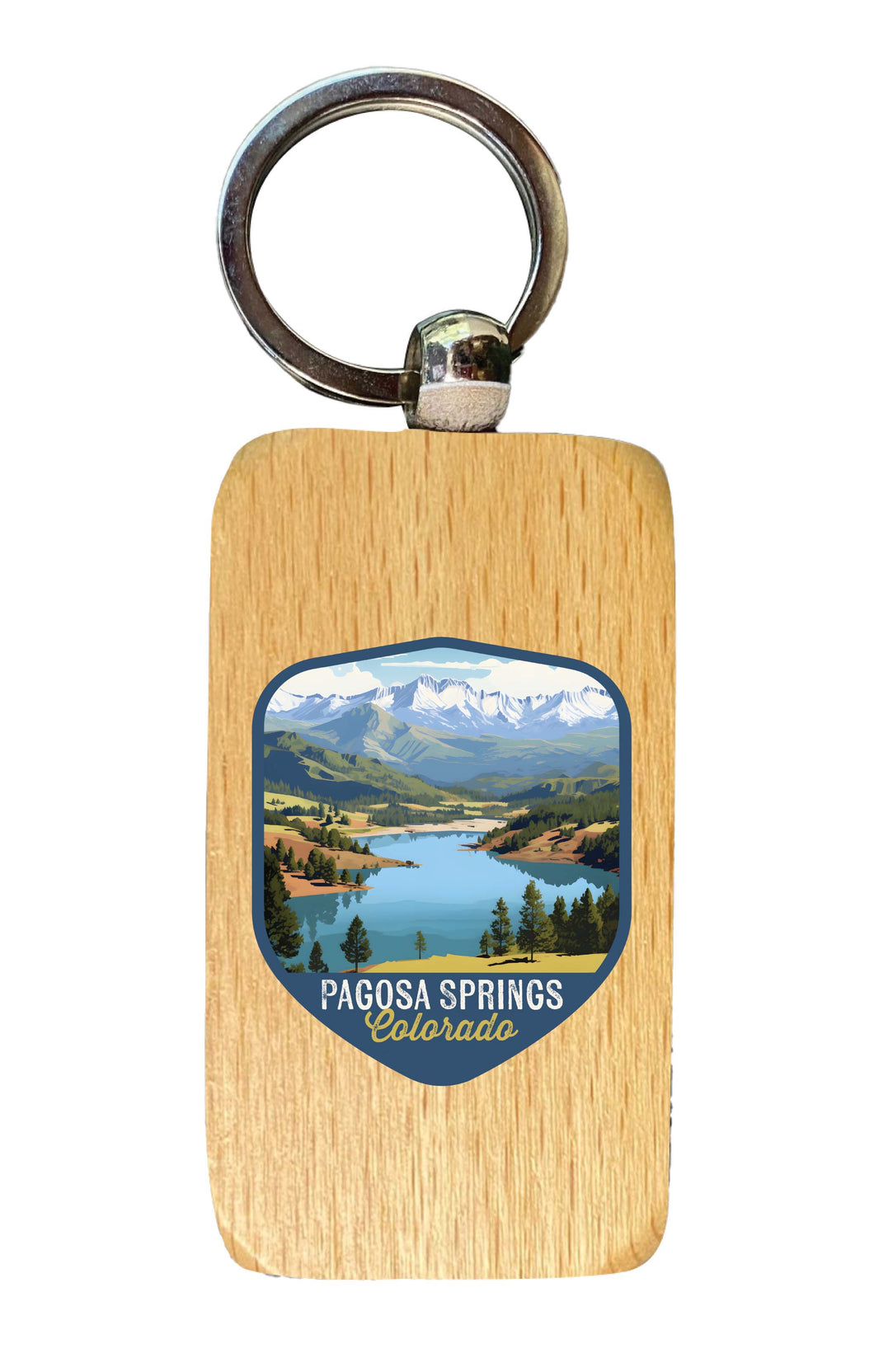 Pagosa Springs Colorado Design B Souvenir 2.5x1-Inch Souvenir Wooden Keychain 2-Pack