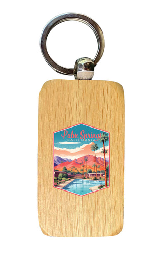 Palm Springs California Design B Souvenir 2.5x1-Inch Souvenir Wooden Keychain Single