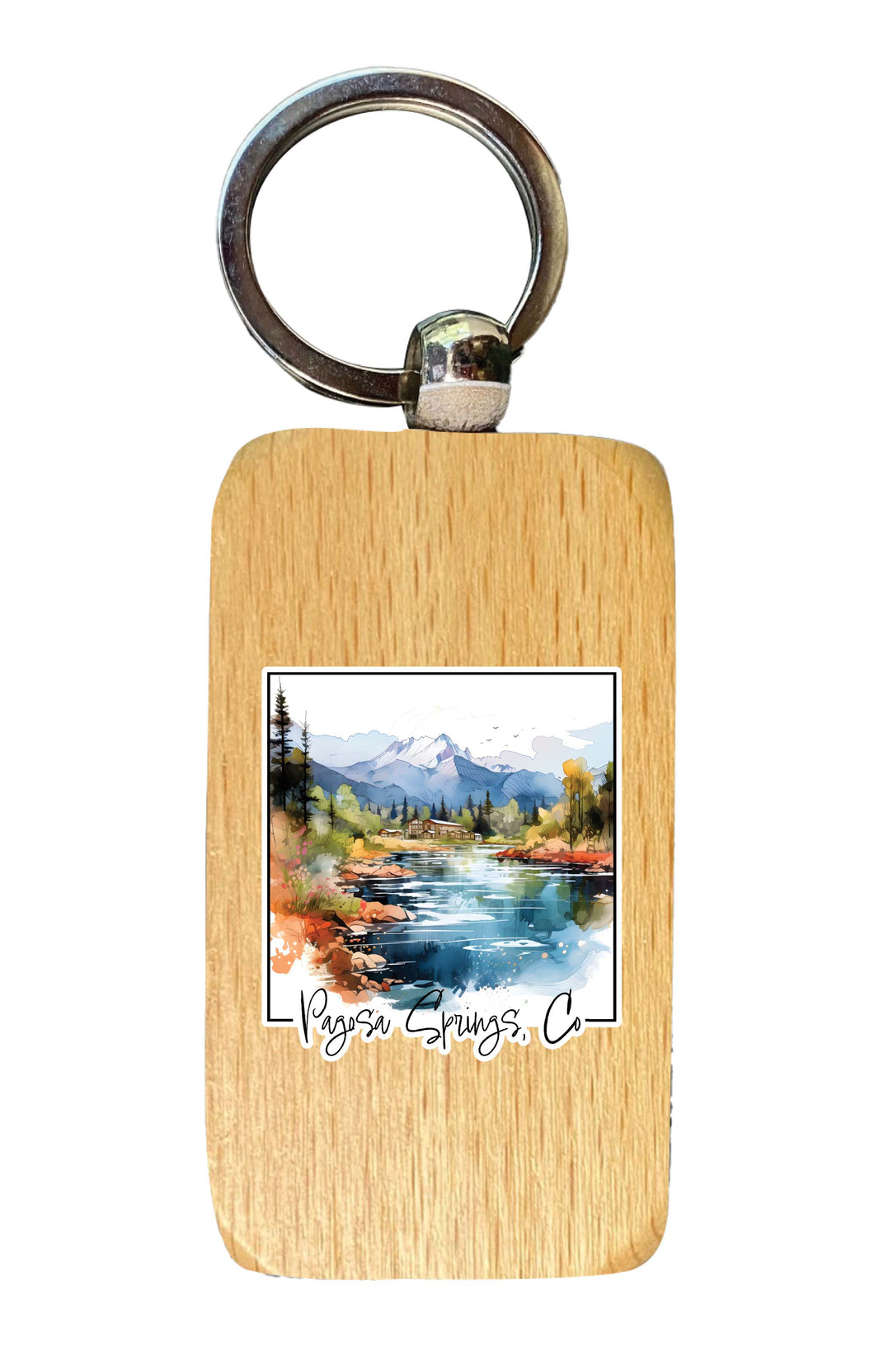 Pagosa Springs Colorado Design A Souvenir 2.5x1-Inch Souvenir Wooden Keychain 2-Pack