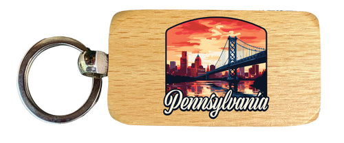 Pennsylvania Design A Souvenir 2.5x1-Inch Souvenir Wooden Keychain Single