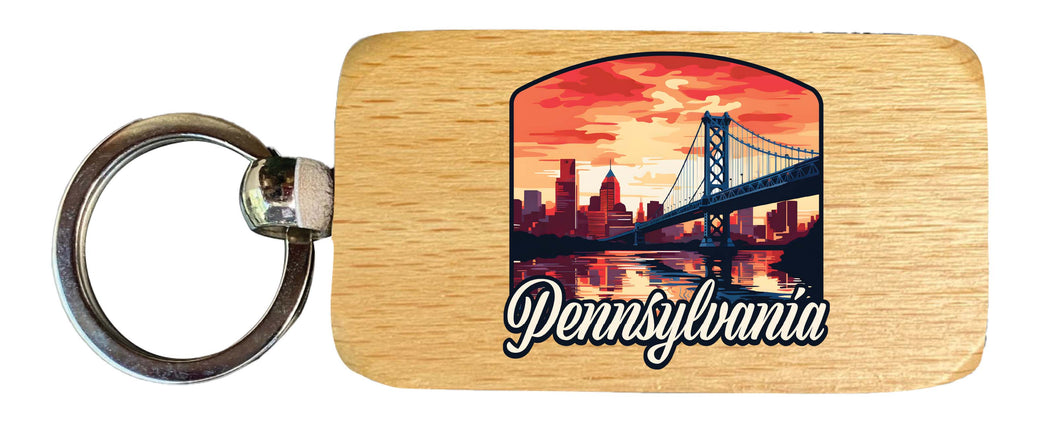 Pennsylvania Design A Souvenir 2.5x1-Inch Souvenir Wooden Keychain Single
