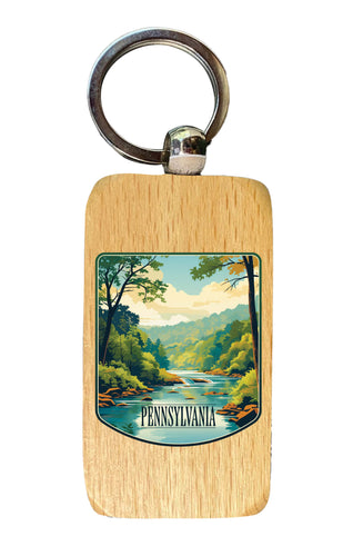Pennsylvania Design B Souvenir 2.5x1-Inch Souvenir Wooden Keychain Single
