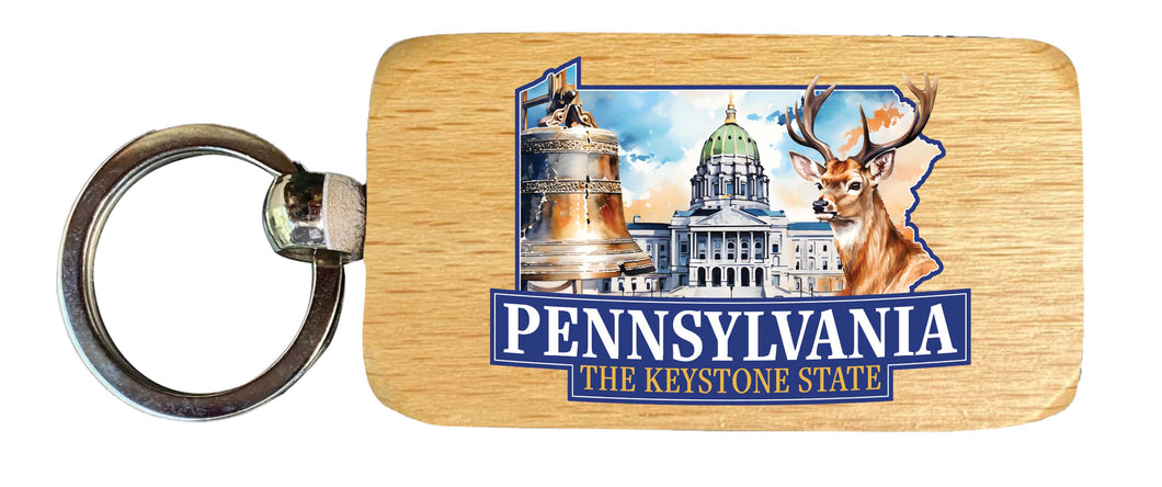 Pennsylvania Design D Souvenir 2.5x1-Inch Souvenir Wooden Keychain Single