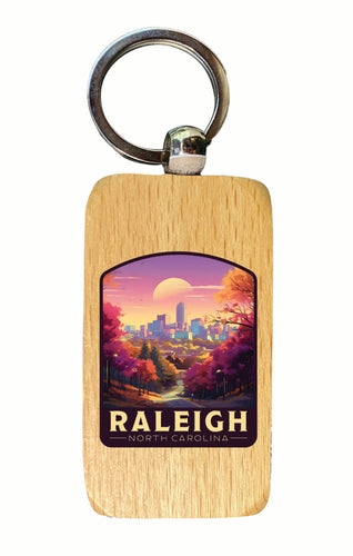 Raleigh North Carolina City of Oaks Design Souvenir 2.5x1-Inch Souvenir Wooden Keychain Single