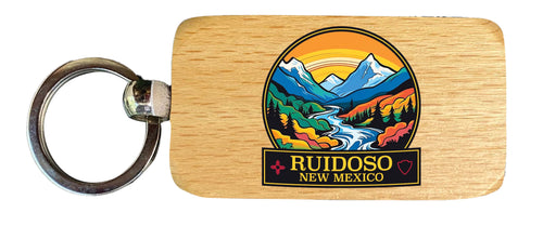 Ruidoso New Mexico Design B Souvenir 2.5x1-Inch Souvenir Wooden Keychain 4-Pack