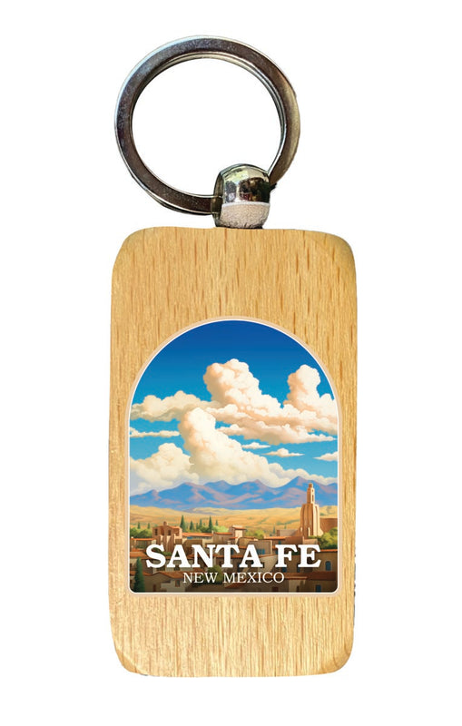 Santa Fe New Mexico Souvenir 2.5x1-Inch Souvenir Wooden Keychain 
