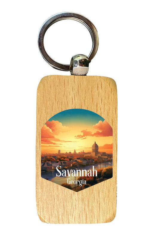 Savannah Georgia Souvenir 2.5x1-Inch Souvenir Wooden Keychain 