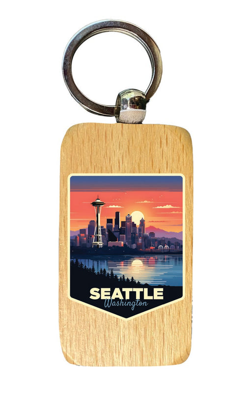 Seattle Washington Souvenir 2.5x1-Inch Souvenir Wooden Keychain 