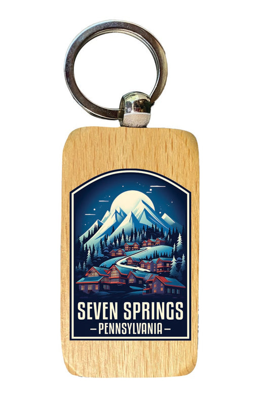 Seven Springs Pennsylvania Souvenir 2.5x1-Inch Souvenir Wooden Keychain 
