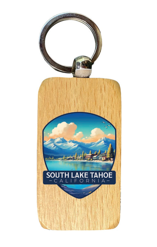 South Lake Tahoe California Souvenir 2.5x1-Inch Souvenir Wooden Keychain 