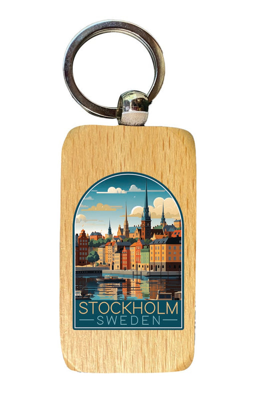 Stockholm Sweden Souvenir 2.5x1-Inch Souvenir Wooden Keychain 