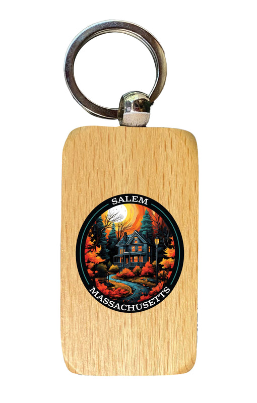 Salem Massachussettes Design B Souvenir 2.5x1-Inch Souvenir Wooden Keychain Single