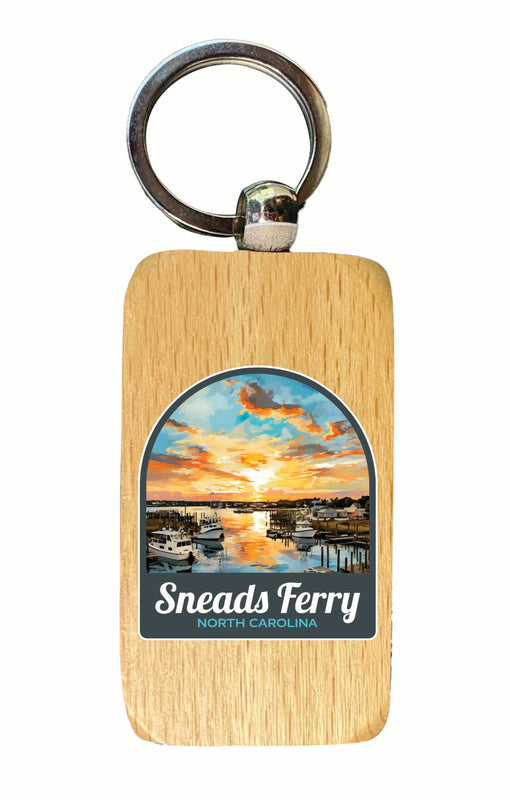 Sneads Ferry North Carolina Sunset over Bay Design Souvenir 2.5x1-Inch Souvenir Wooden Keychain 2-Pack