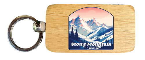 Stowe Mountain Vermont Design A Souvenir 2.5x1-Inch Souvenir Wooden Keychain Single