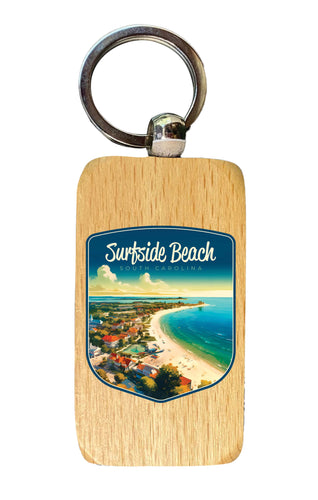 Surfside Beach South Carolina Design A Souvenir 2.5x1-Inch Souvenir Wooden Keychain Single