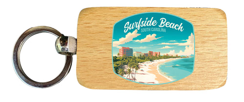 Surfside Beach South Carolina Design B Souvenir 2.5x1-Inch Souvenir Wooden Keychain 2-Pack