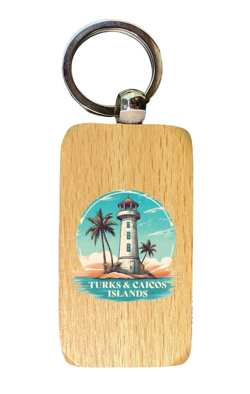 Turks and Caicos Island Souvenir 2.5x1-Inch Souvenir Wooden Keychain 