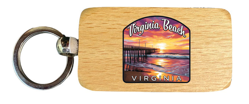 Virginia Beach, Virginia Souvenir 2.5x1-Inch Souvenir Wooden Keychain 