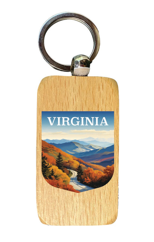Virginia Souvenir 2.5x1-Inch Souvenir Wooden Keychain 