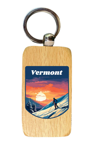 Vermont Design B Souvenir 2.5x1-Inch Souvenir Wooden Keychain 4-Pack