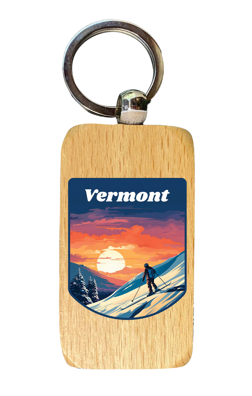 Vermont Design B Souvenir 2.5x1-Inch Souvenir Wooden Keychain 4-Pack