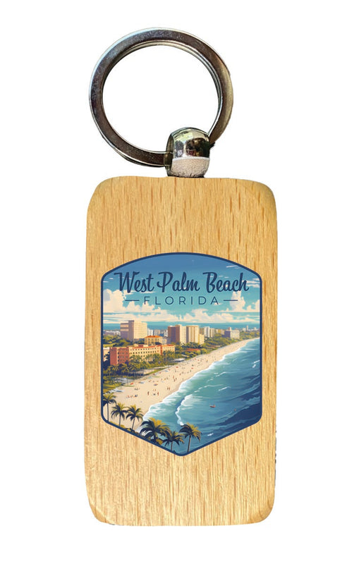 West Palm Beach Florida Souvenir 2.5x1-Inch Souvenir Wooden Keychain 