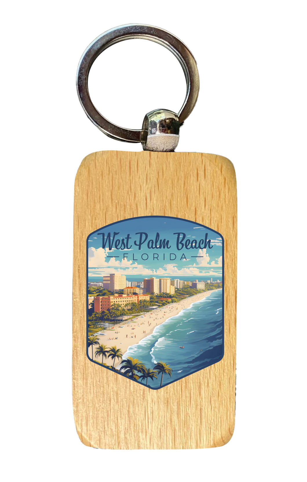 West Palm Beach Florida Design A Souvenir 2.5x1-Inch Souvenir Wooden Keychain 2-Pack