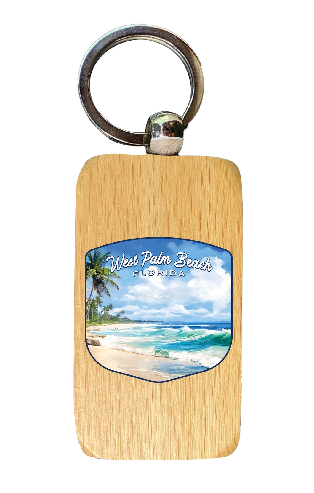West Palm Beach Florida Design B Souvenir 2.5x1-Inch Souvenir Wooden Keychain Single