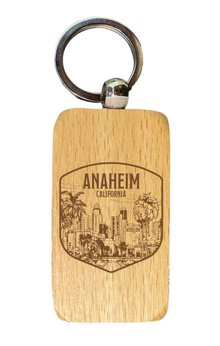 Anaheim California Souvenir 2.5x1-Inch Souvenir Engraved Wooden Keychain Single Unit